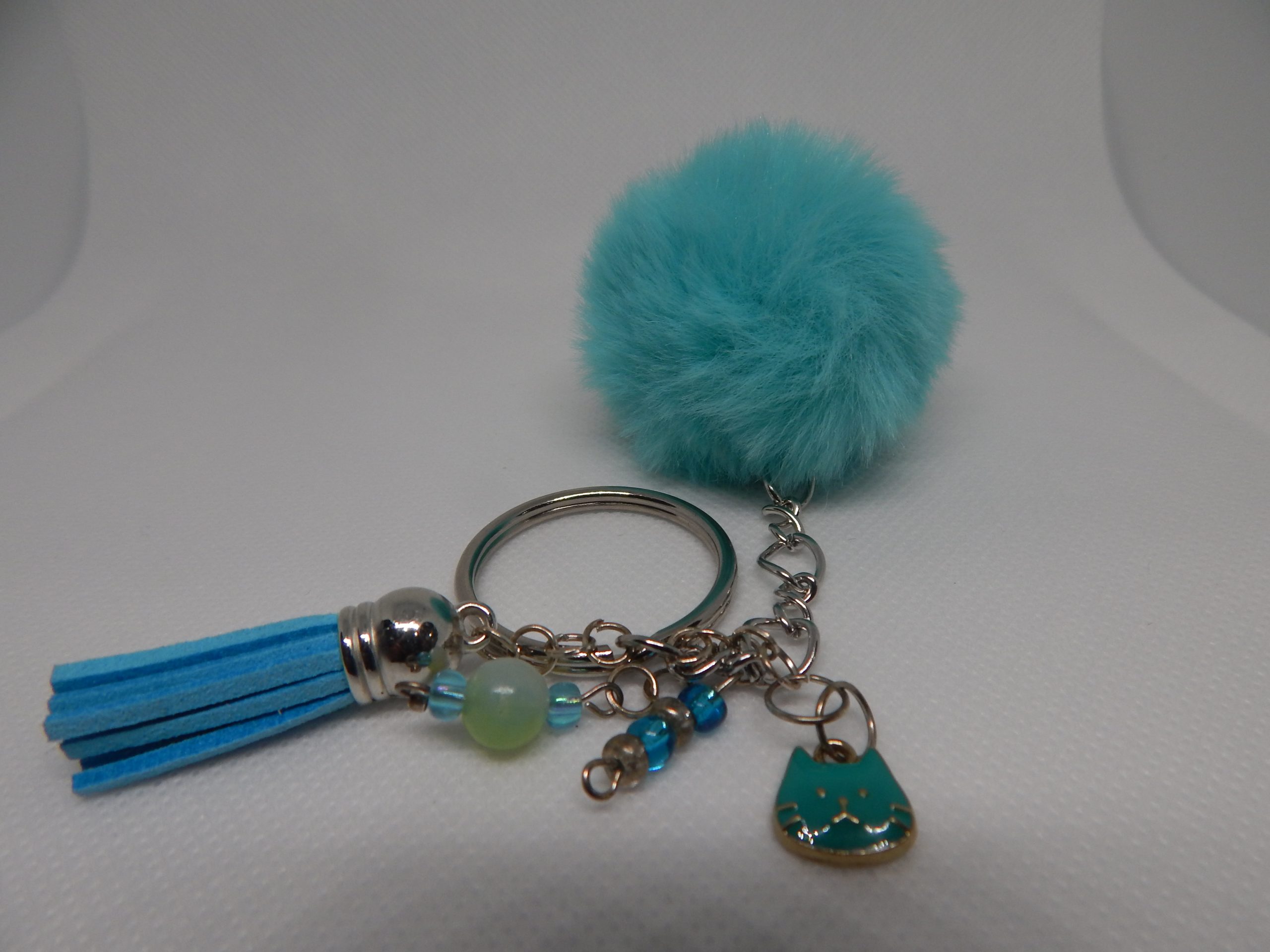 Hand Made Pom Pom Charm Keychain - Image 3