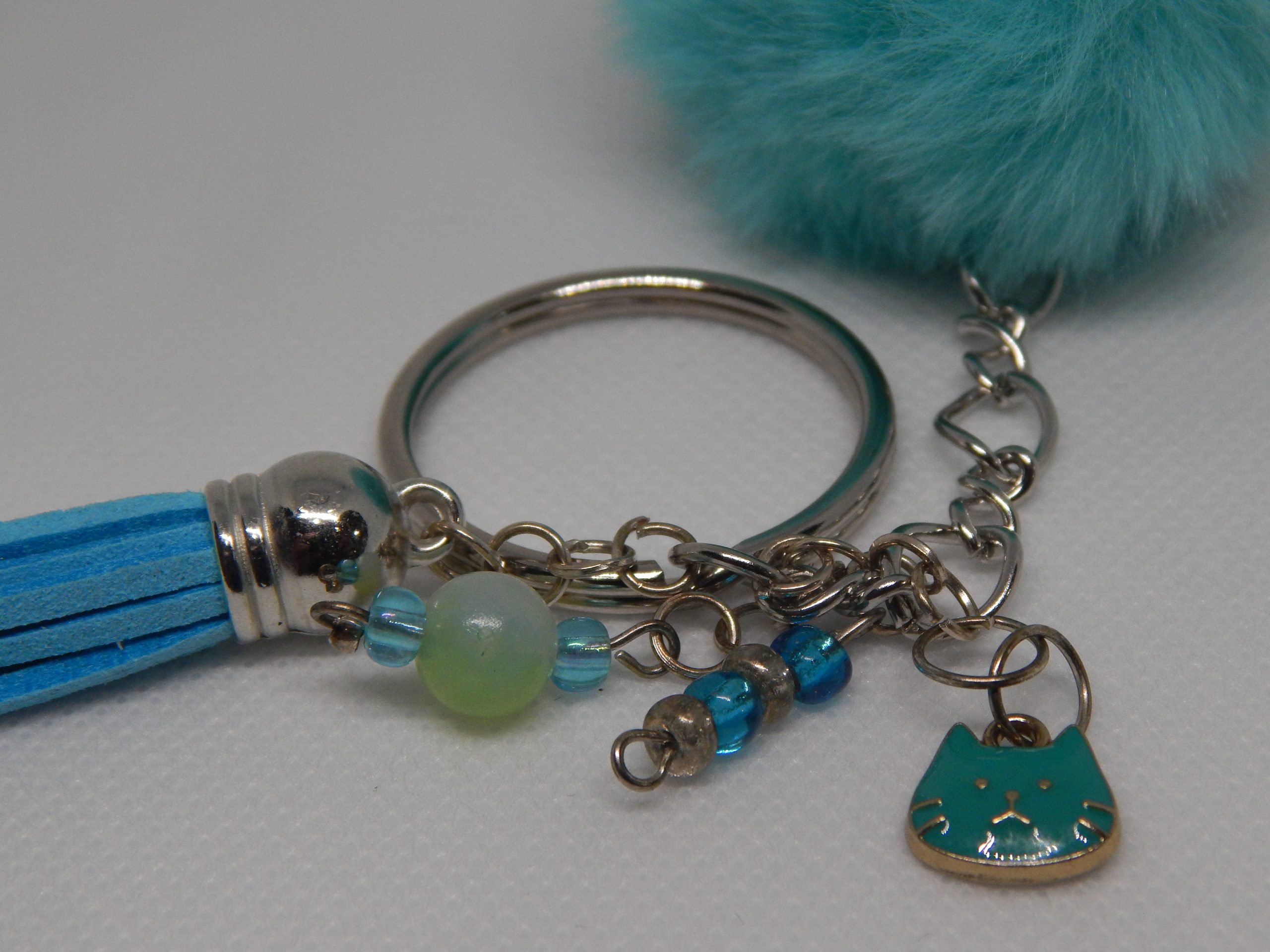 Hand Made Pom Pom Charm Keychain - Image 2