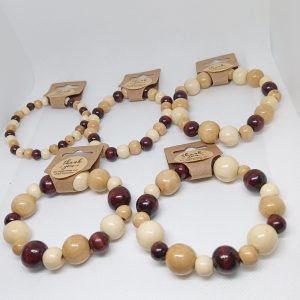 Rustic Trio Wooden Bead Bracelet Collection