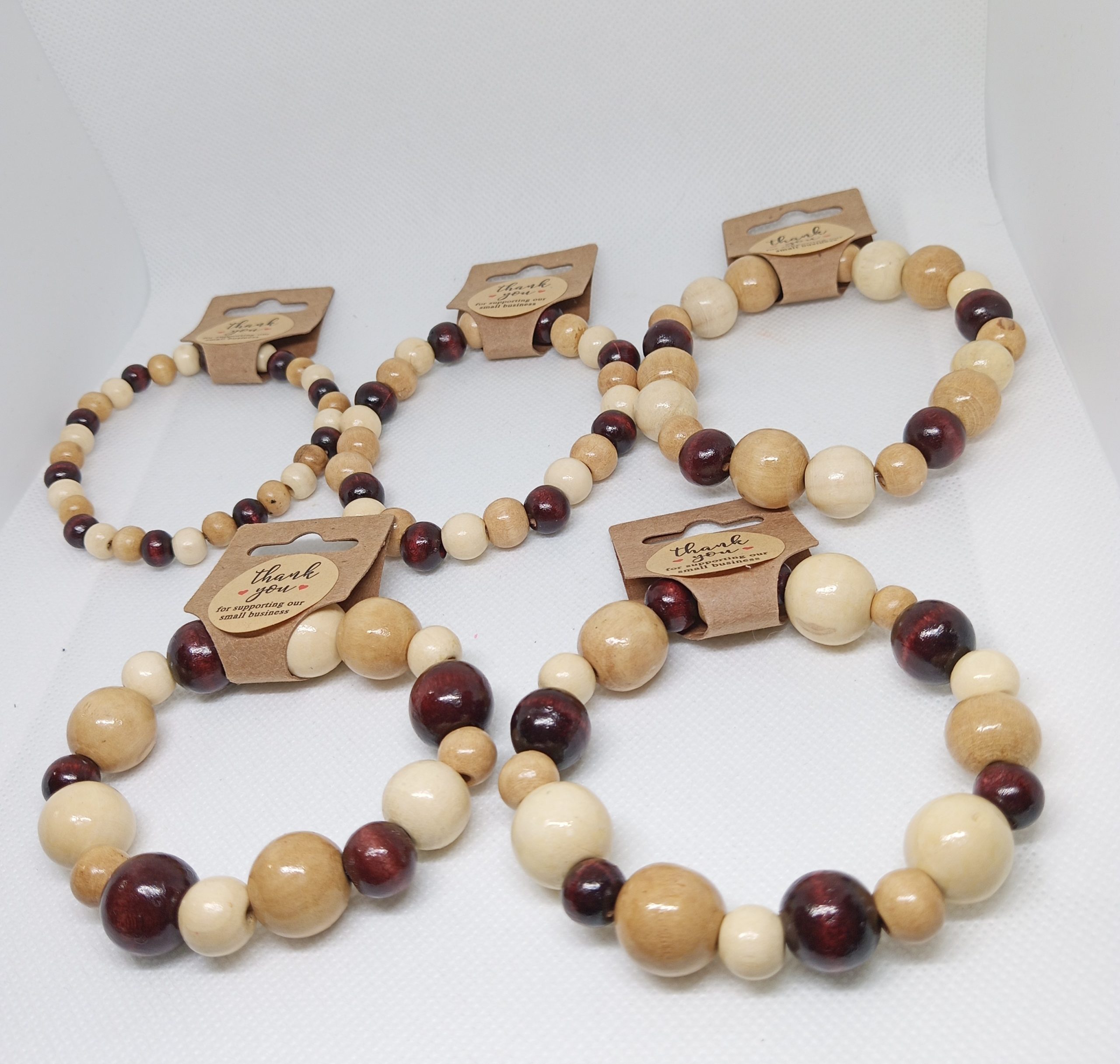 Rustic Trio Wooden Bead Bracelet Collection