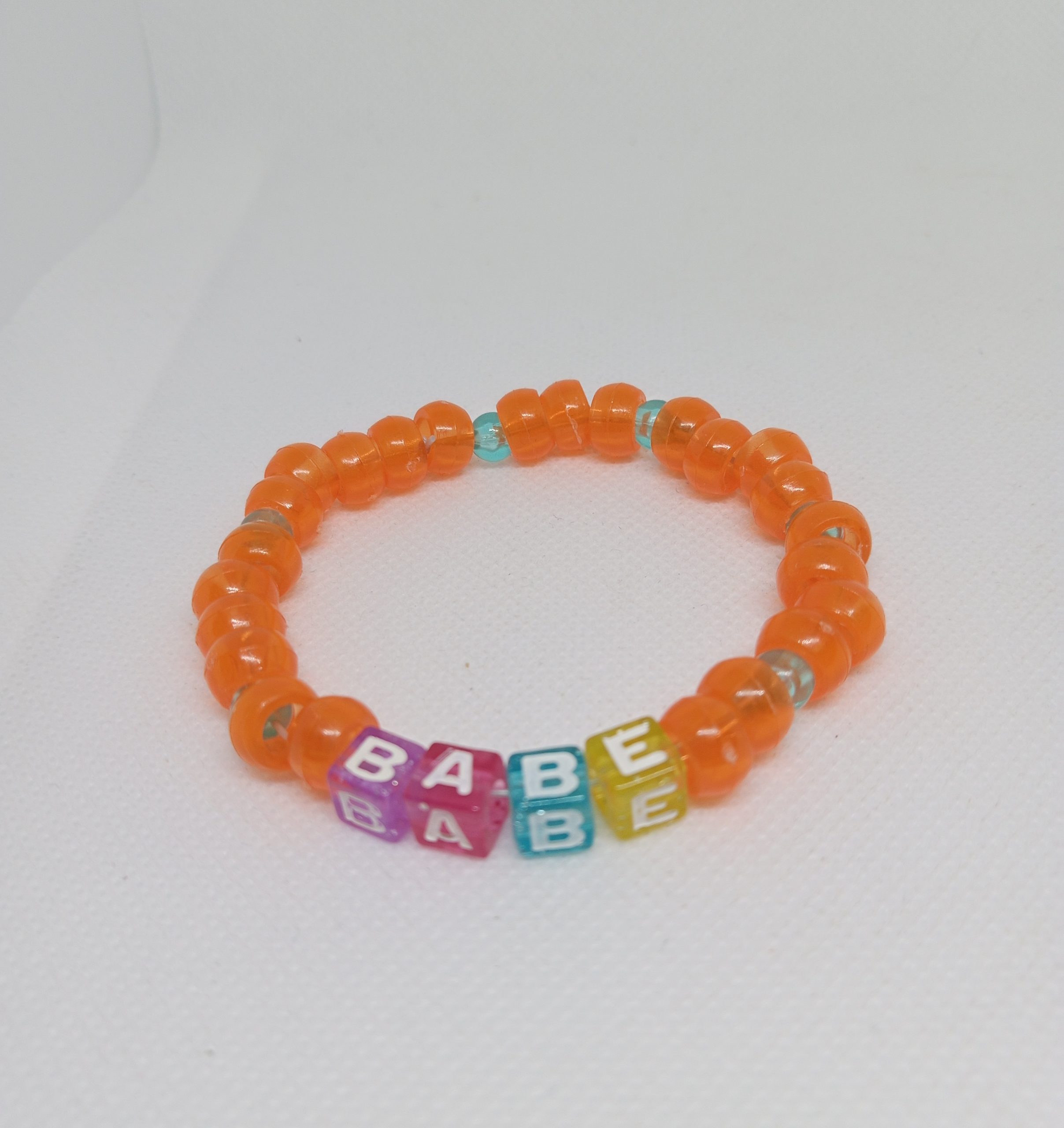 Babe Beaded Bracelet – Orange & Aqua Accent
