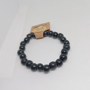 Midnight Shine Black Wooden Bead Bracelet