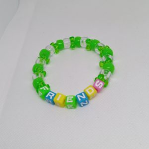 Bright Beads “FRIENDS” Bracelet – Green & Clear