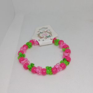 Sweet Blossom Pink & Green Beaded Bracelet