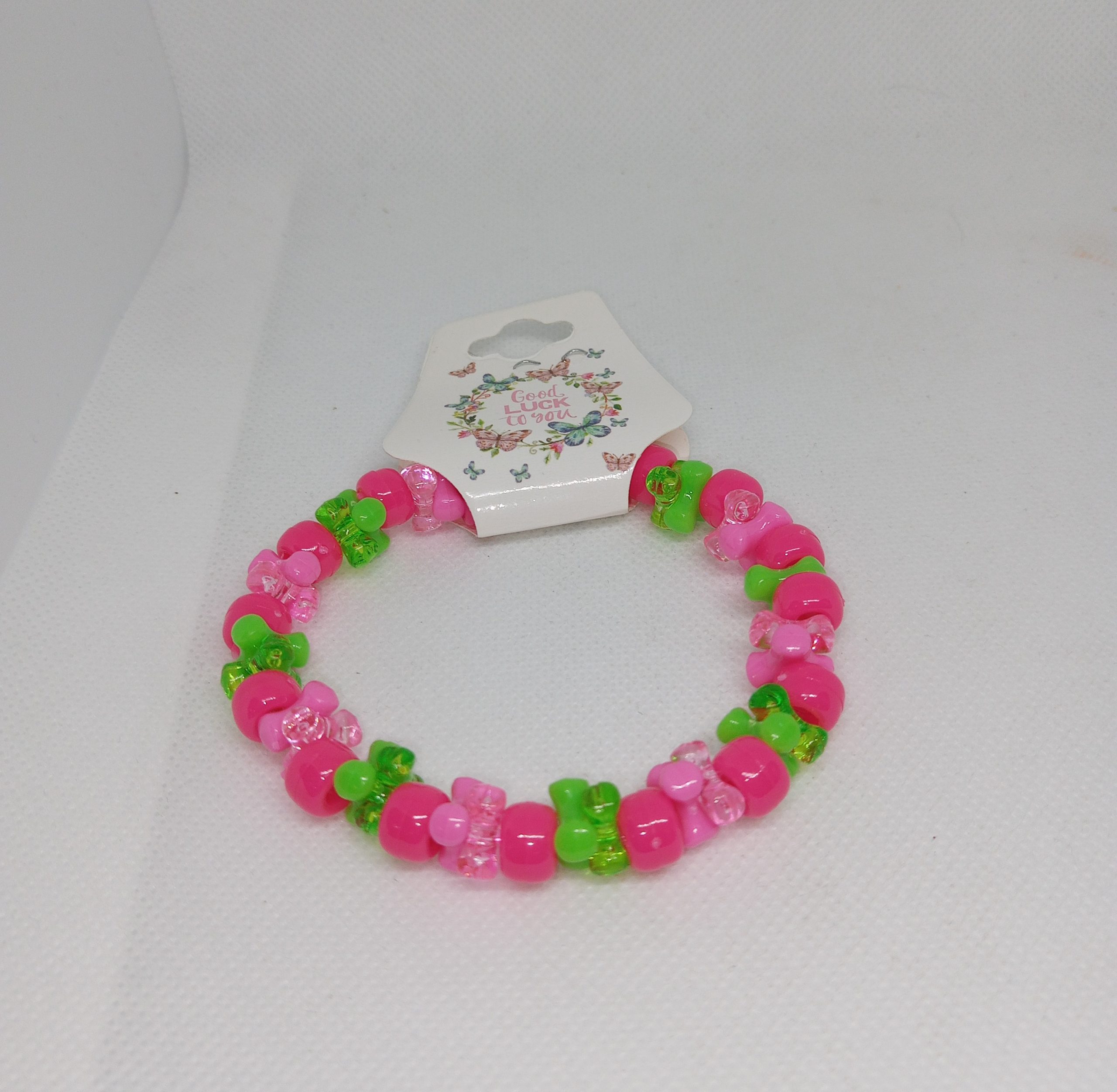Sweet Blossom Pink & Green Beaded Bracelet