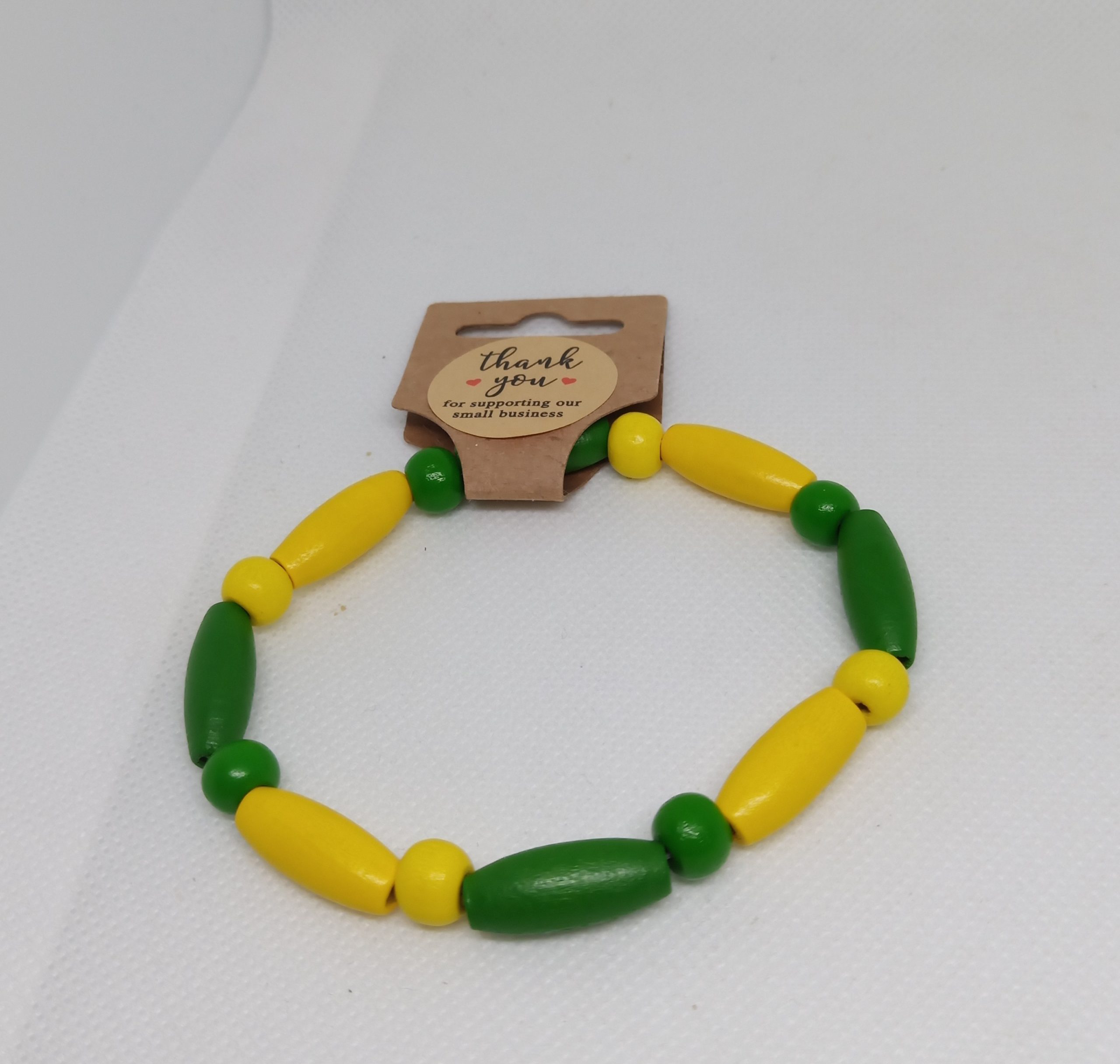 Sun & Sprout Oval Wood Bead Bracelet