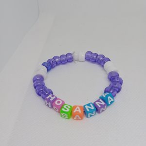 Hosanna Faith Bracelet – Purple & White Beads
