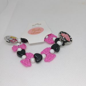 Pink Bow & Heart Charm Bracelet – Minnie Inspired