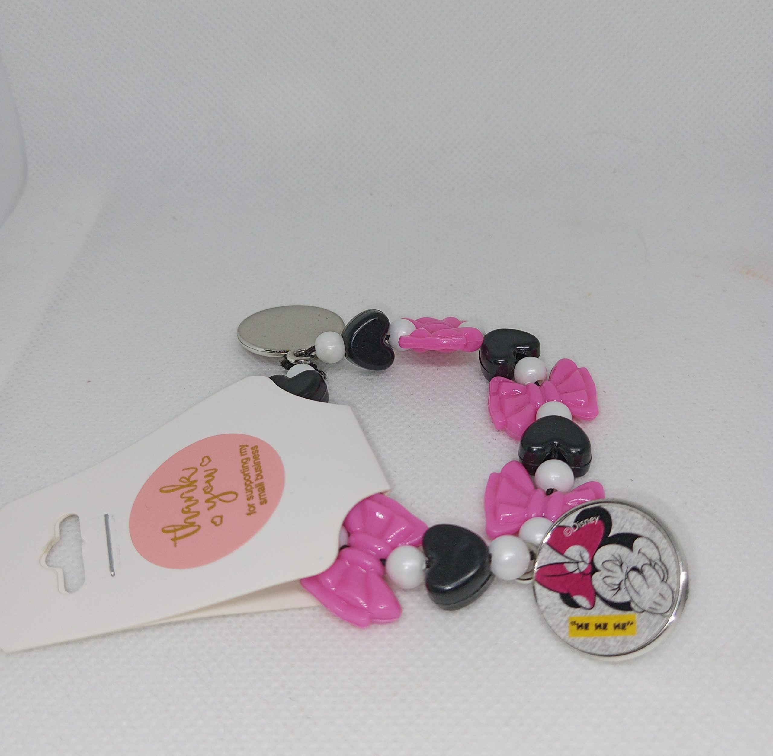 Pink Bow & Heart Charm Bracelet – Minnie Inspired - Image 3