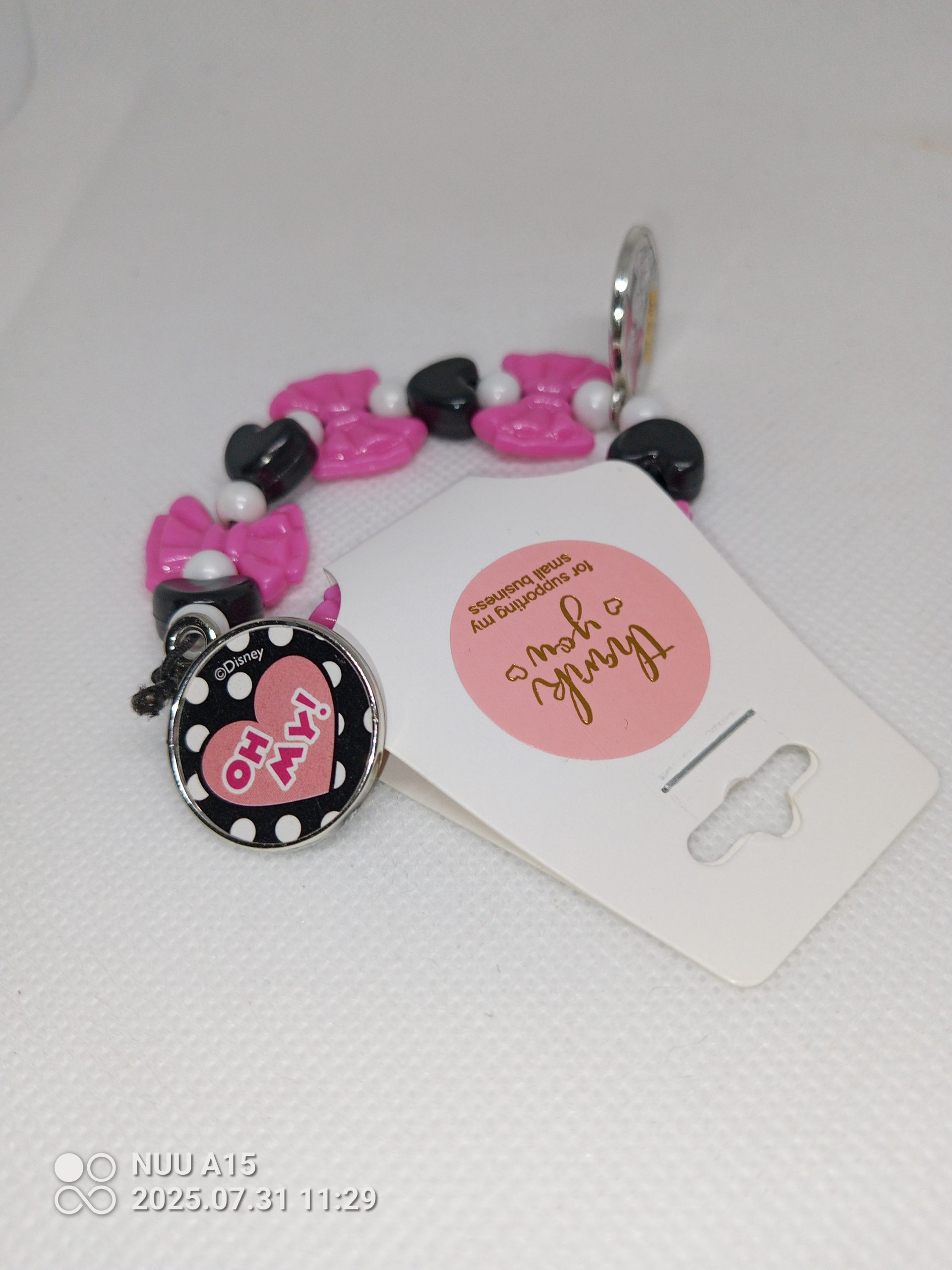 Pink Bow & Heart Charm Bracelet – Minnie Inspired - Image 2