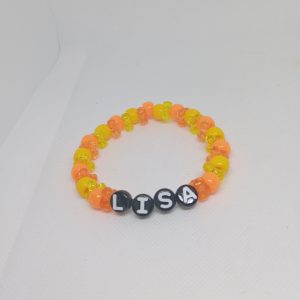 Lisa Beaded Name Bracelet – Orange & Yellow Custom Gift