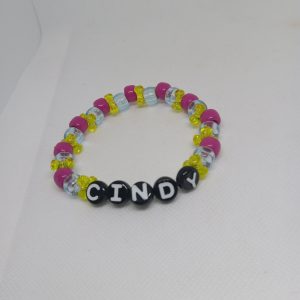 Cindy Name Beaded Bracelet – Pink, Blue & Yellow