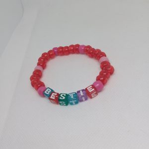 Bestie Beaded Bracelet – Red & Pink Friendship Gift