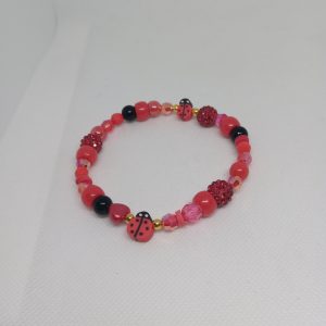 Ladybug Charm Bead Bracelet
