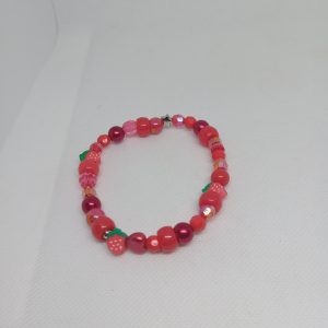 Strawberry Charm Bead Bracelet