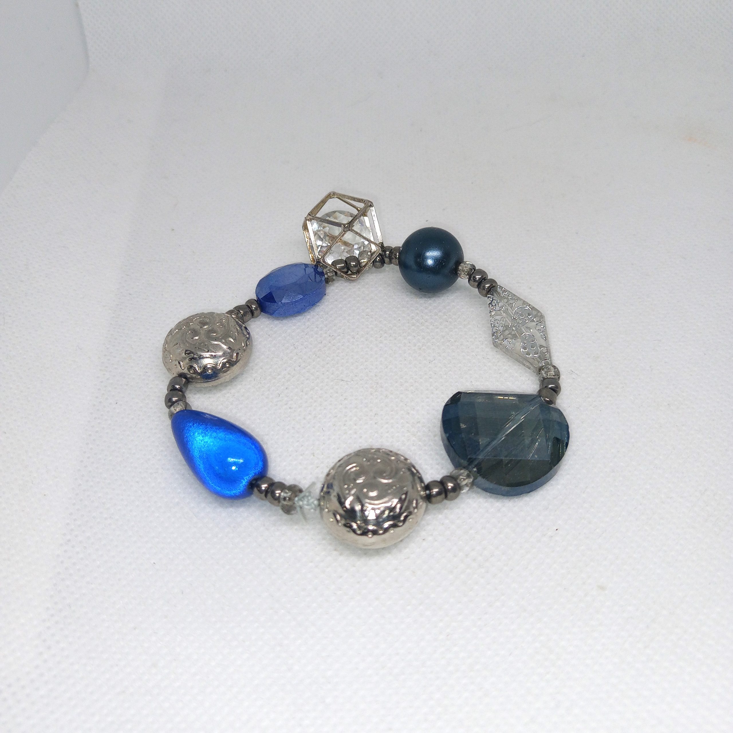 Ocean Luxe Blue & Silver Bead Bracelet - Image 3