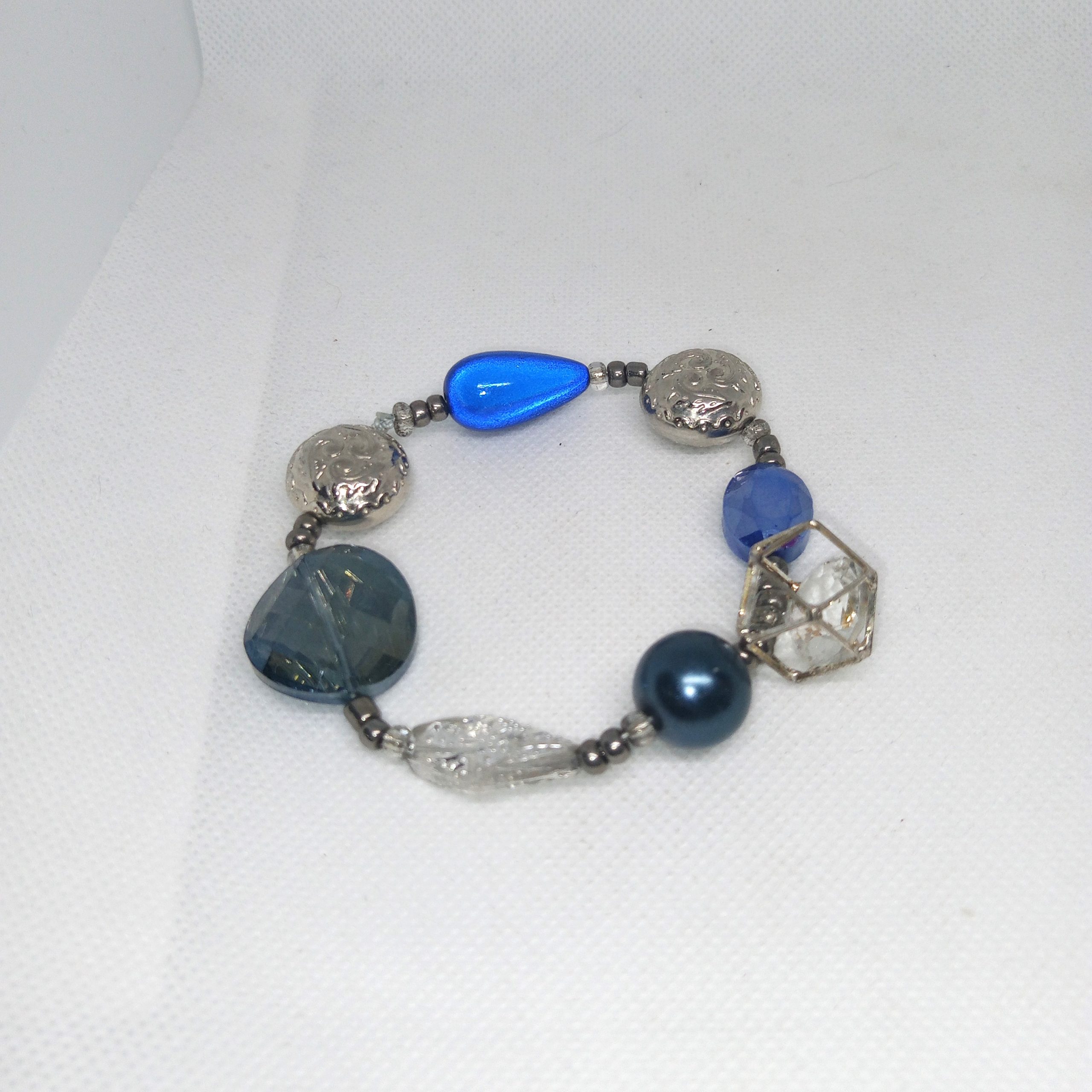 Ocean Luxe Blue & Silver Bead Bracelet - Image 2