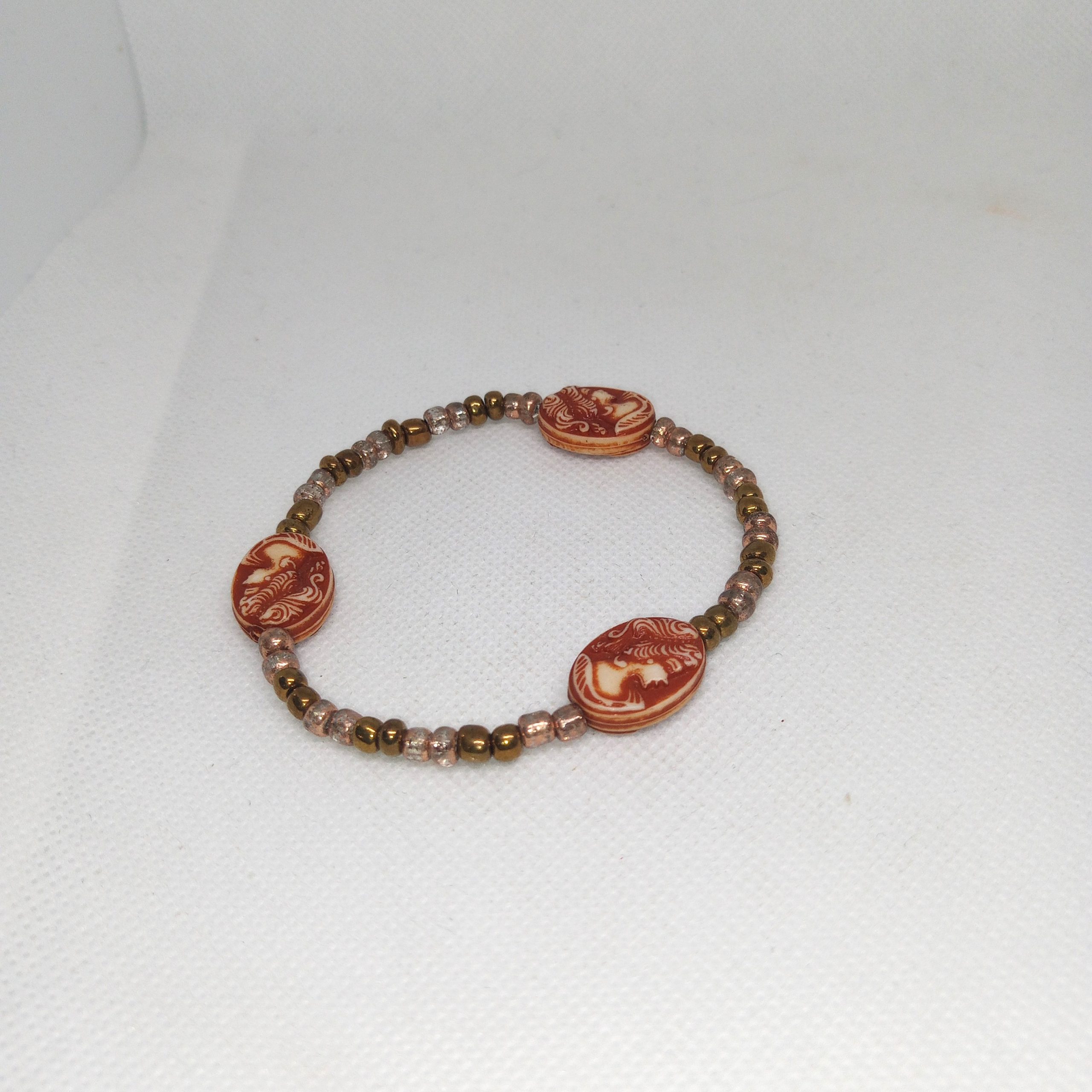 Earth Tone Tribal Charm Beaded Bracelet