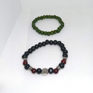 Earth & Ember Duo Wooden Bead Bracelets Set