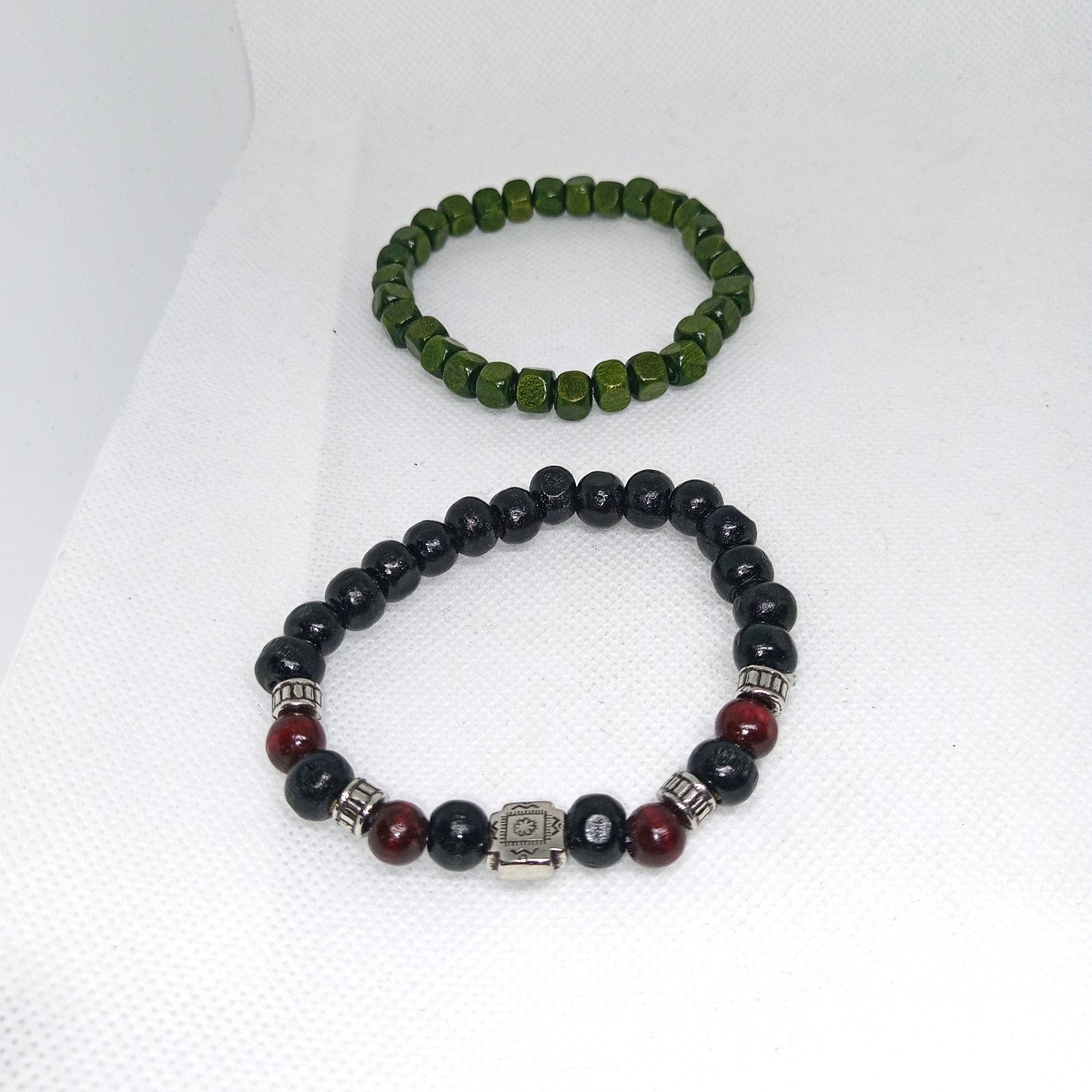 Earth & Ember Duo Wooden Bead Bracelets Set