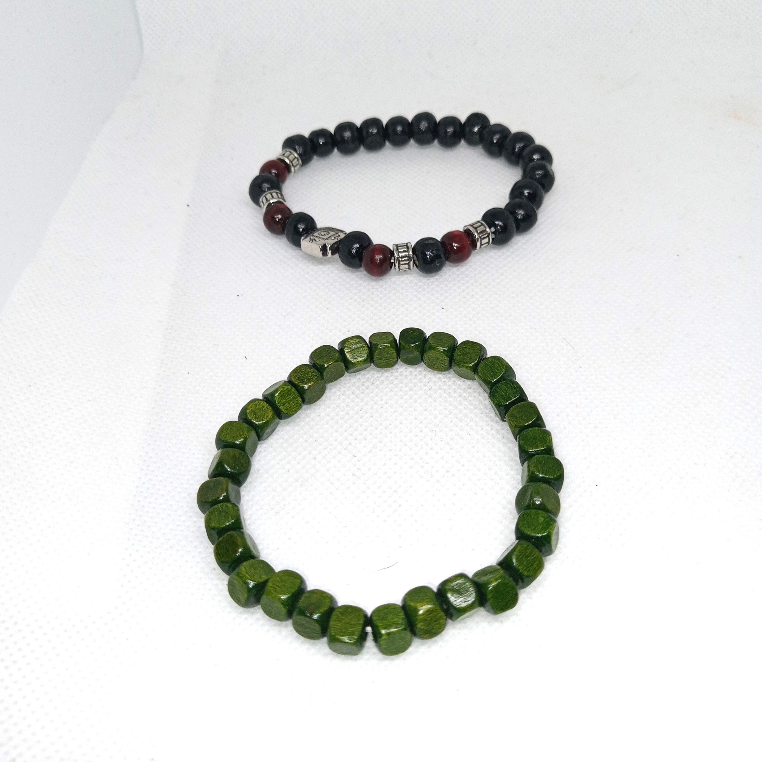 Earth & Ember Duo Wooden Bead Bracelets Set - Image 4