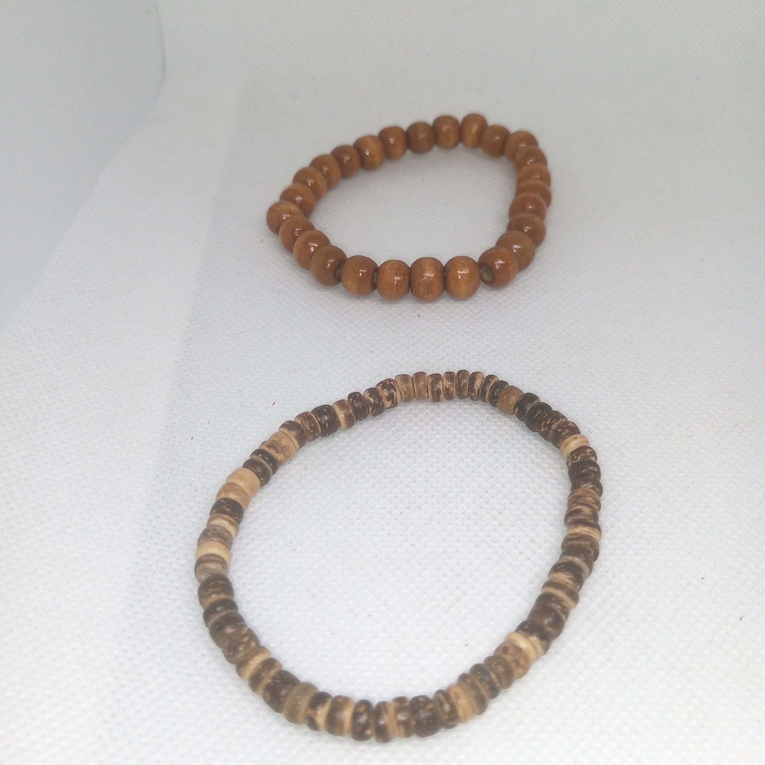 Earth Tones Wooden Bead Bracelet Duo