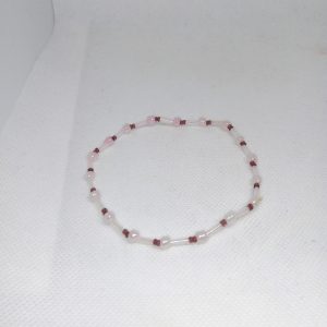 Rose Blush Pink & White Beaded Bracelet