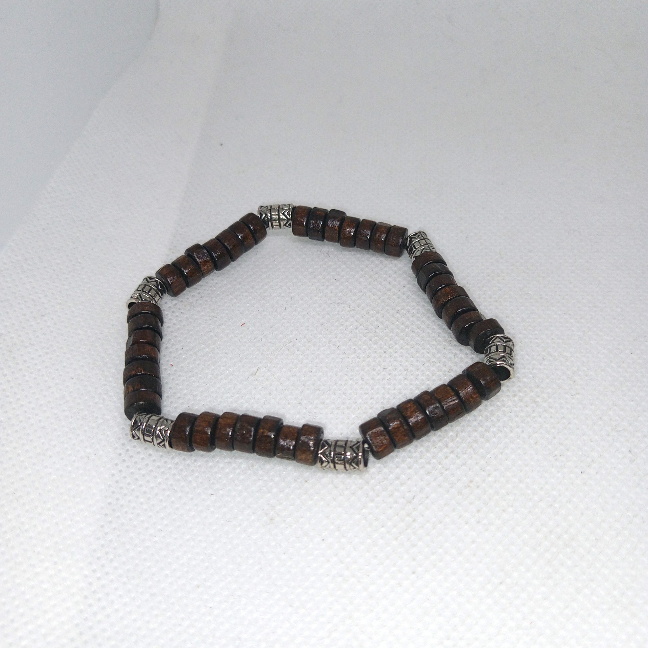 Rustic Charm Wooden Bead Bracelet Set with Tribal Accents - Image 5