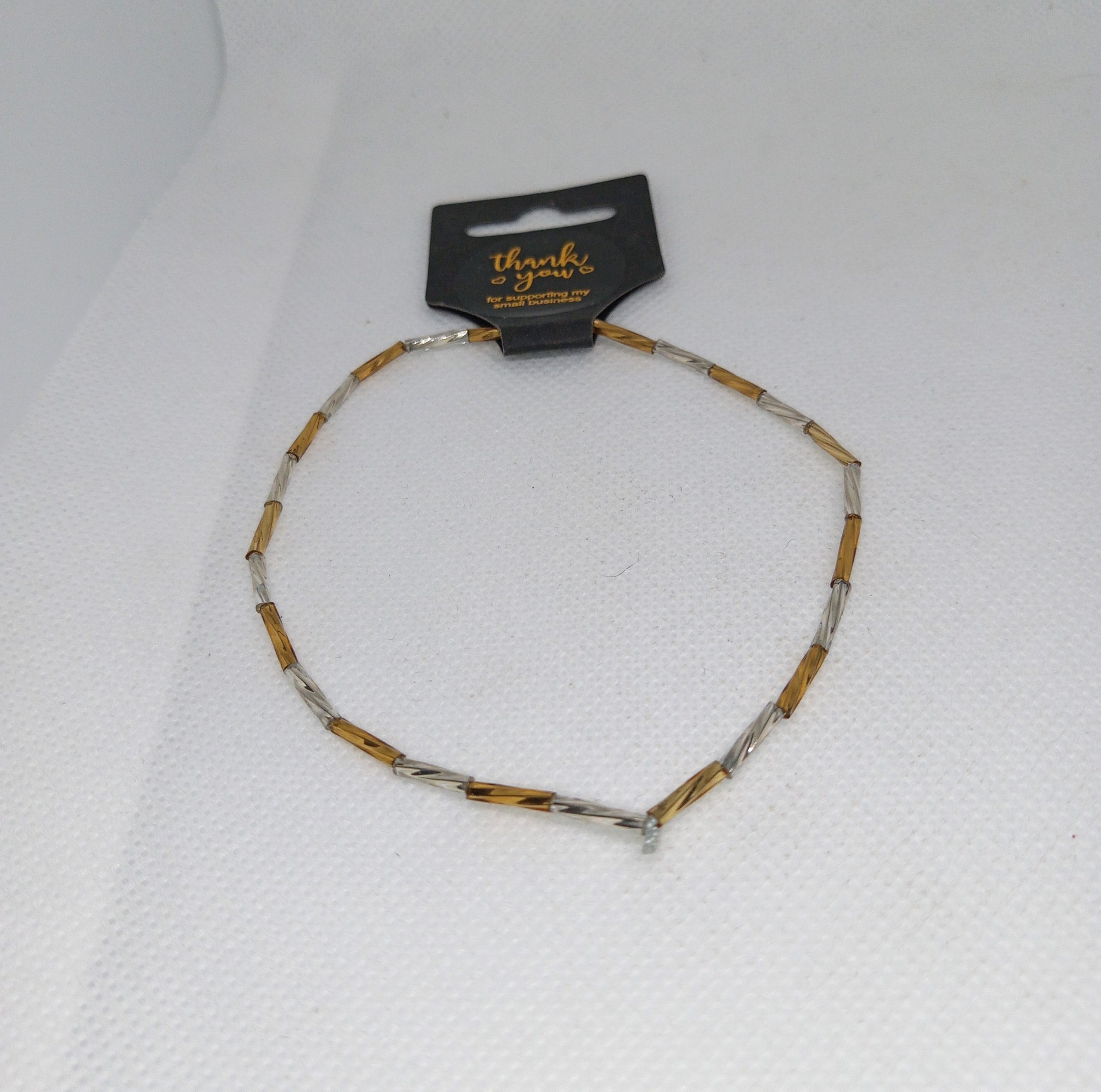 Golden Twist Silver & Gold Tube Bead Bracelet