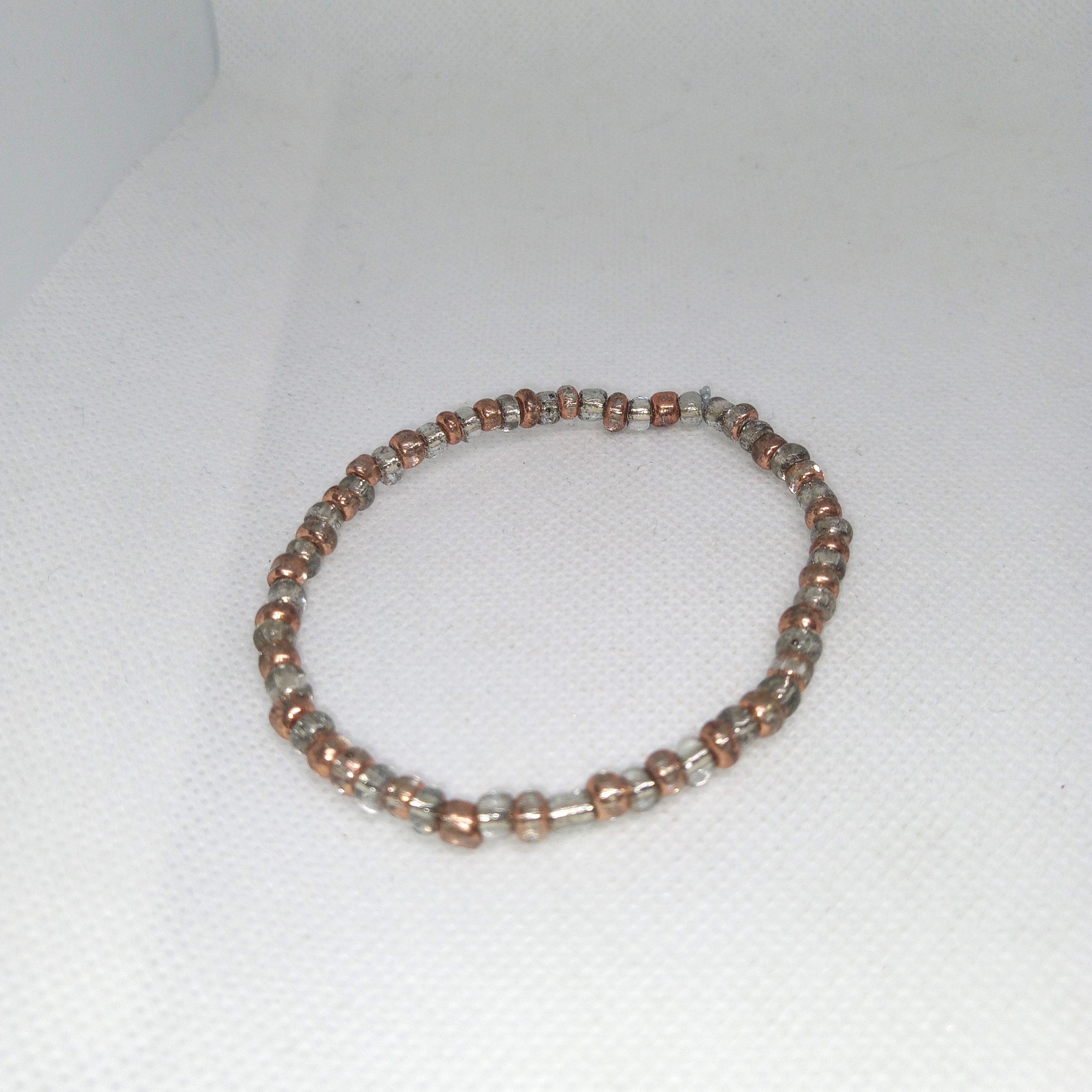 Shimmering Bronze & Silver Bead Bracelet