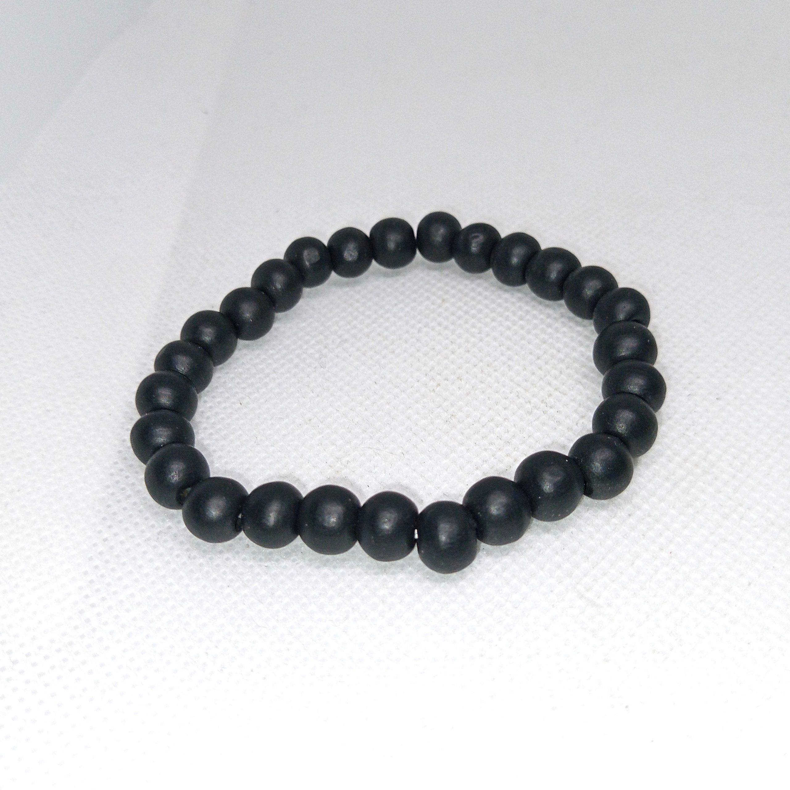 Earthy Vibes Wood Bead Bracelet Set – Black & Mint Natural Tones - Image 4