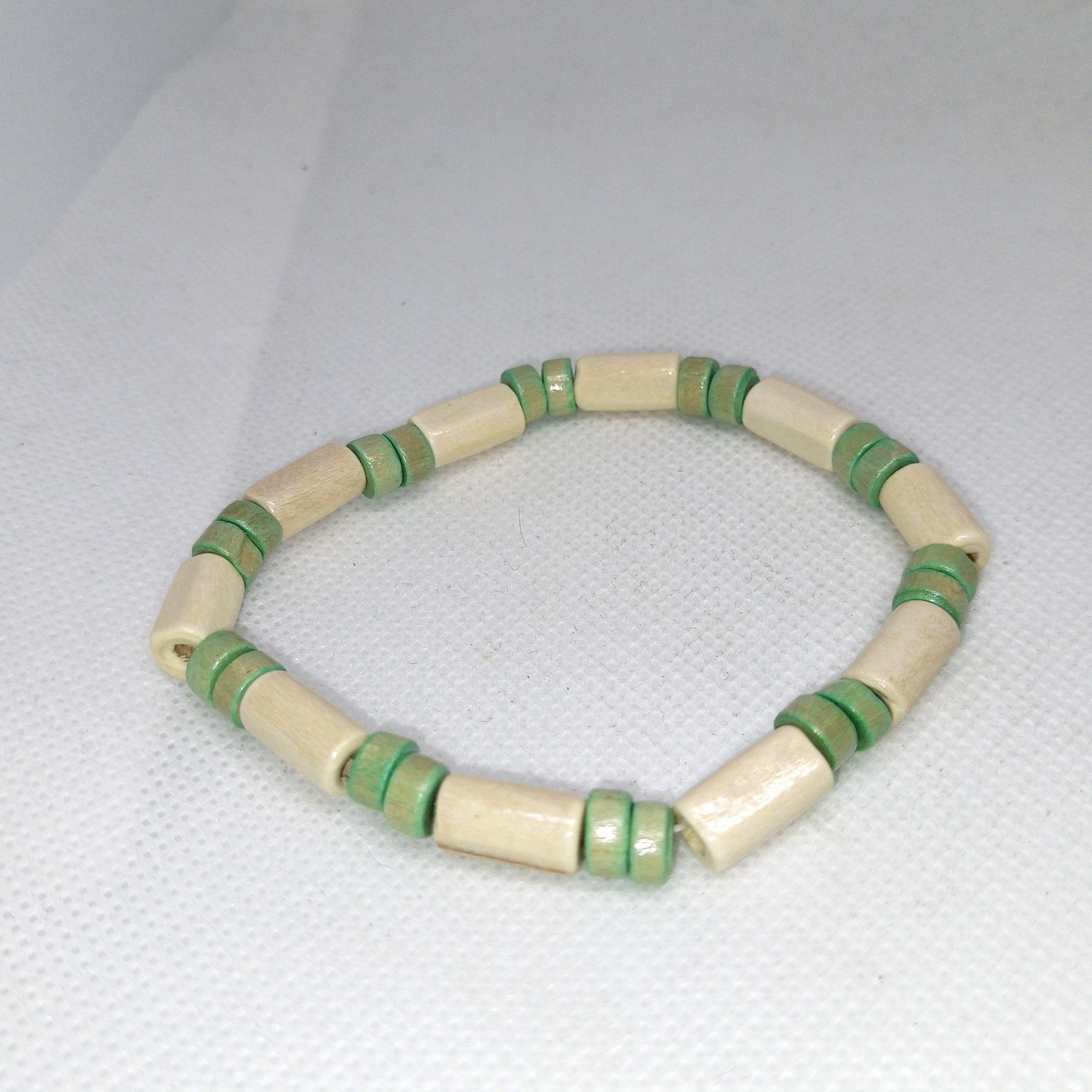 Earthy Vibes Wood Bead Bracelet Set – Black & Mint Natural Tones - Image 3