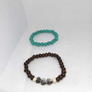 Boho Heart & Turquoise Duo Bead Bracelet Set