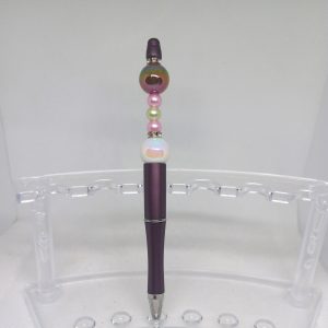 Elegant Purple Bubble Gum Bead Pen with Pearl Accents