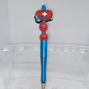 Blue Nurse Heart Bubble Gum Bead Pen