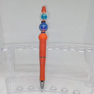 Bright Blue & Orange Bubble Gum Bead Charm Pen