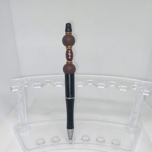 Football Bubble Gum Bead Pen Brown White And Amber