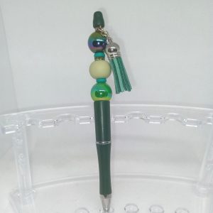 Handmade Green Bubble Gum Bead Pen with Tassel Charm
