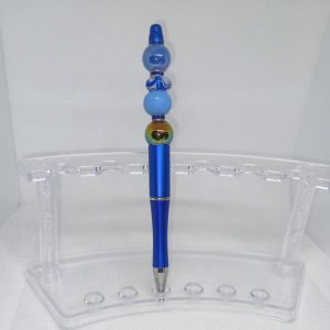 Shiny Blue Bubble Gum Bead Pen with Swirl Charms