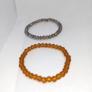 Amber & Smoky Bead Bracelet Duo