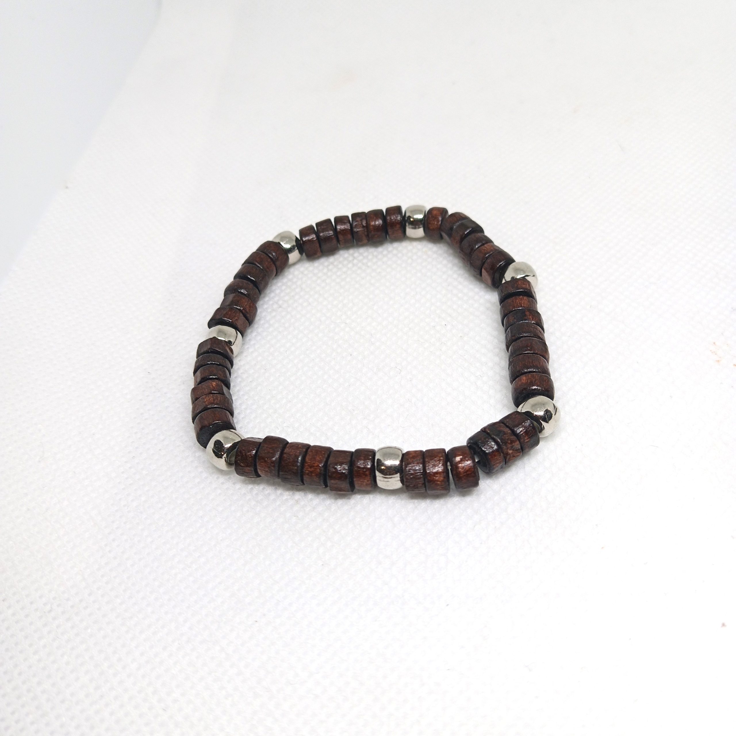 Earthbound Dark Wood & Silver Accent Bead Bracelets - Image 3