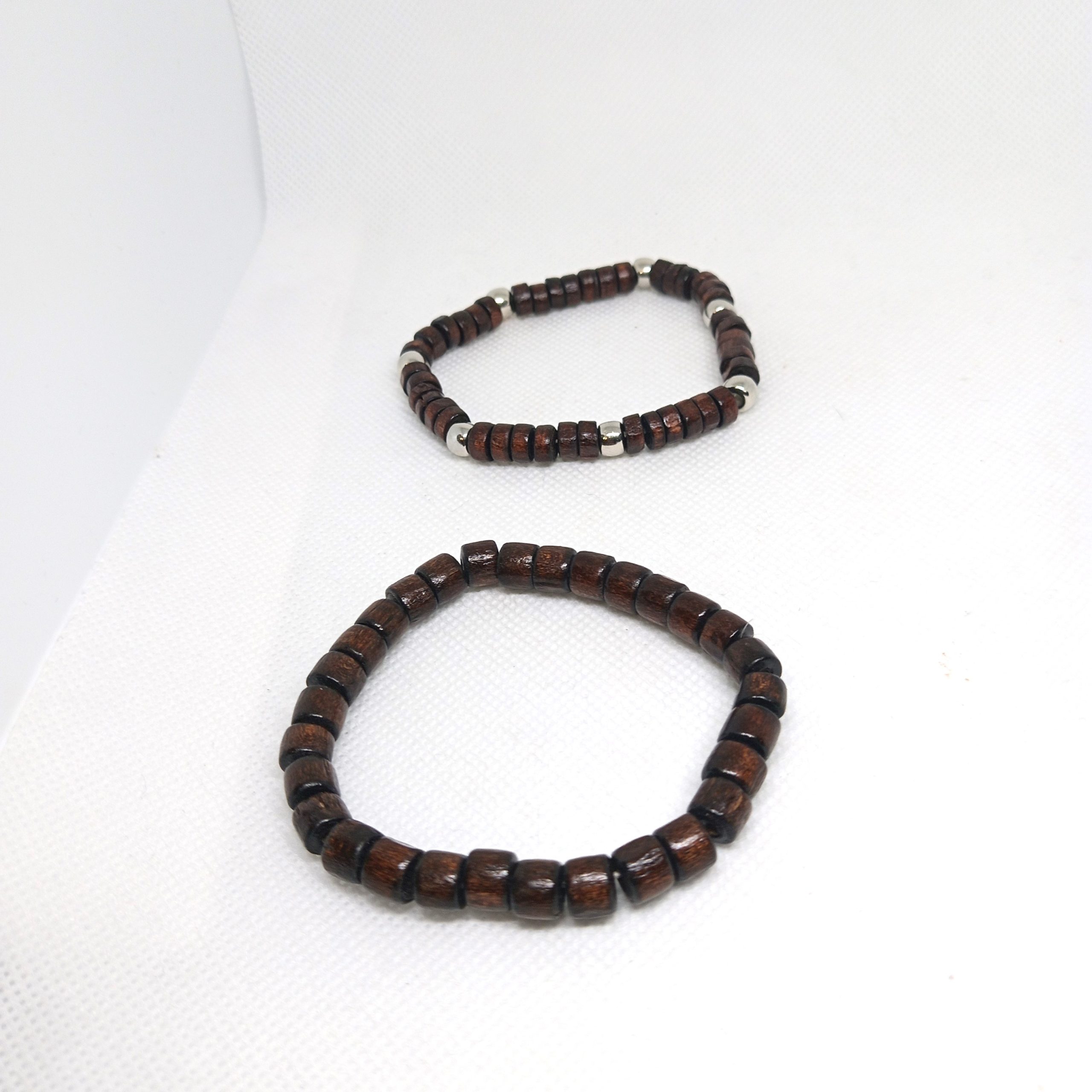 Earthbound Dark Wood & Silver Accent Bead Bracelets - Image 4