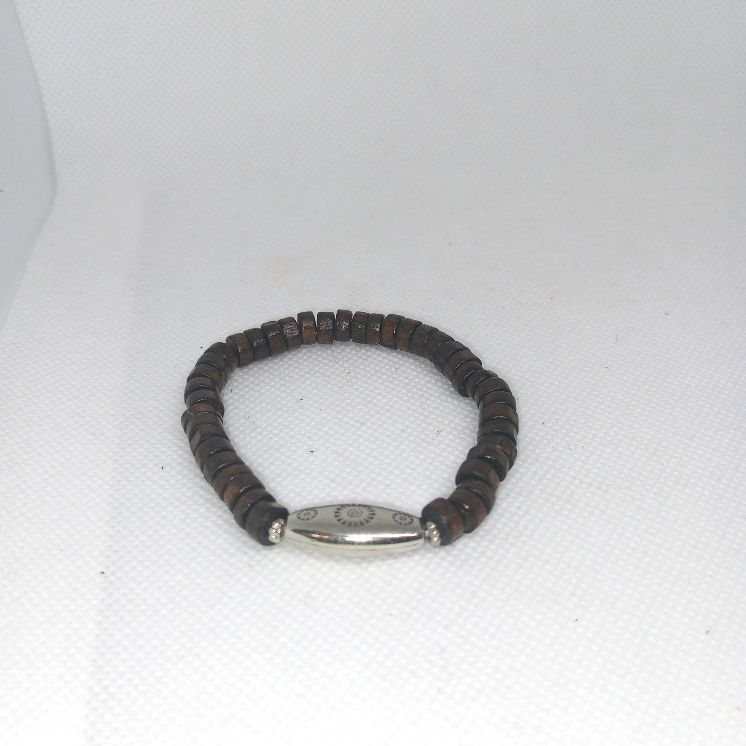 Earth Harmony Bracelet Duo Green Disc & Brown Silver Charm Set - Image 2