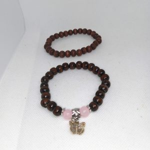 Butterfly Charm Brown Beaded Bracelet Set