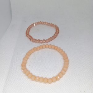 Champagne & Peach Faux Crystal Bead Bracelet Set
