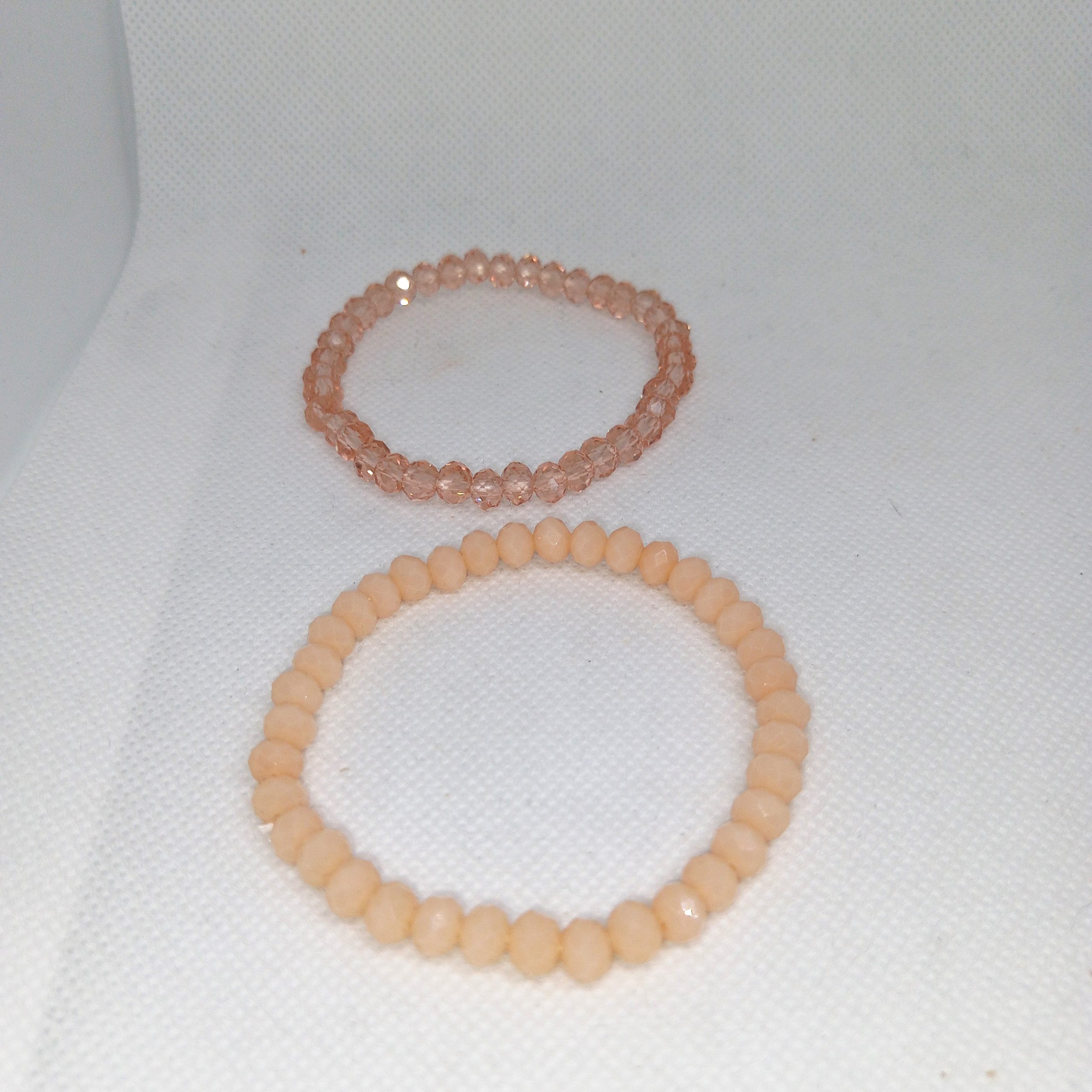 Champagne & Peach Faux Crystal Bead Bracelet Set