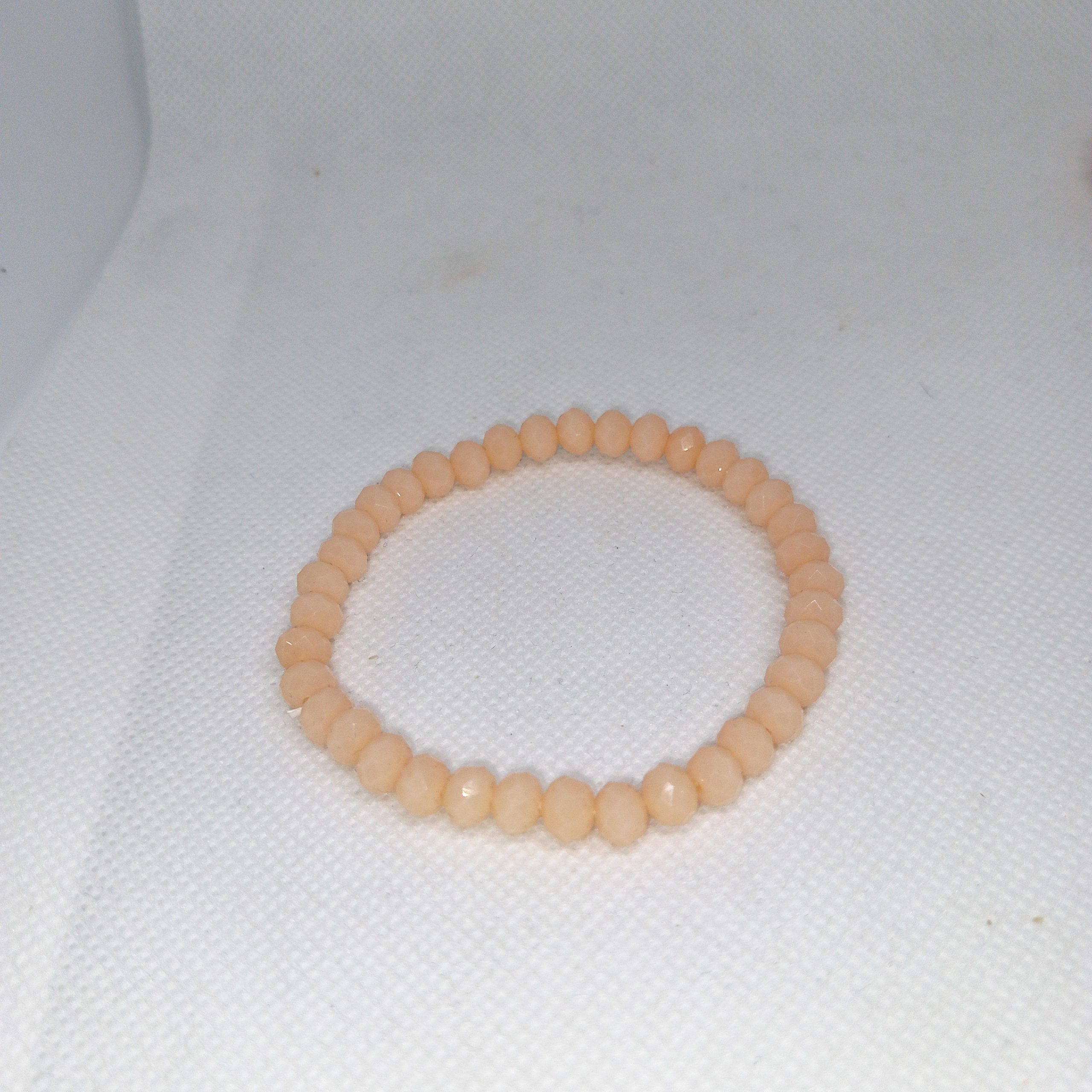 Champagne & Peach Faux Crystal Bead Bracelet Set - Image 2