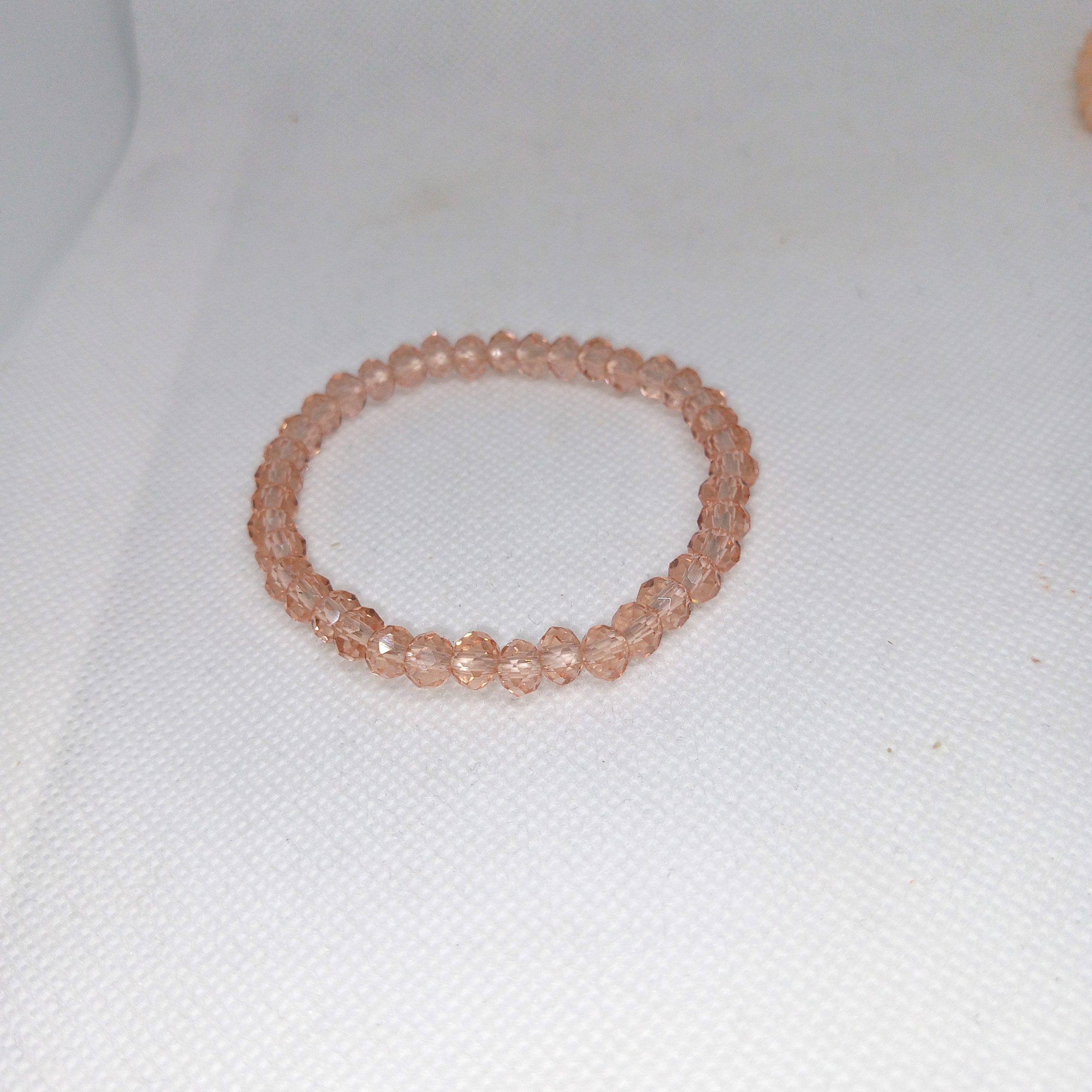 Champagne & Peach Faux Crystal Bead Bracelet Set - Image 3