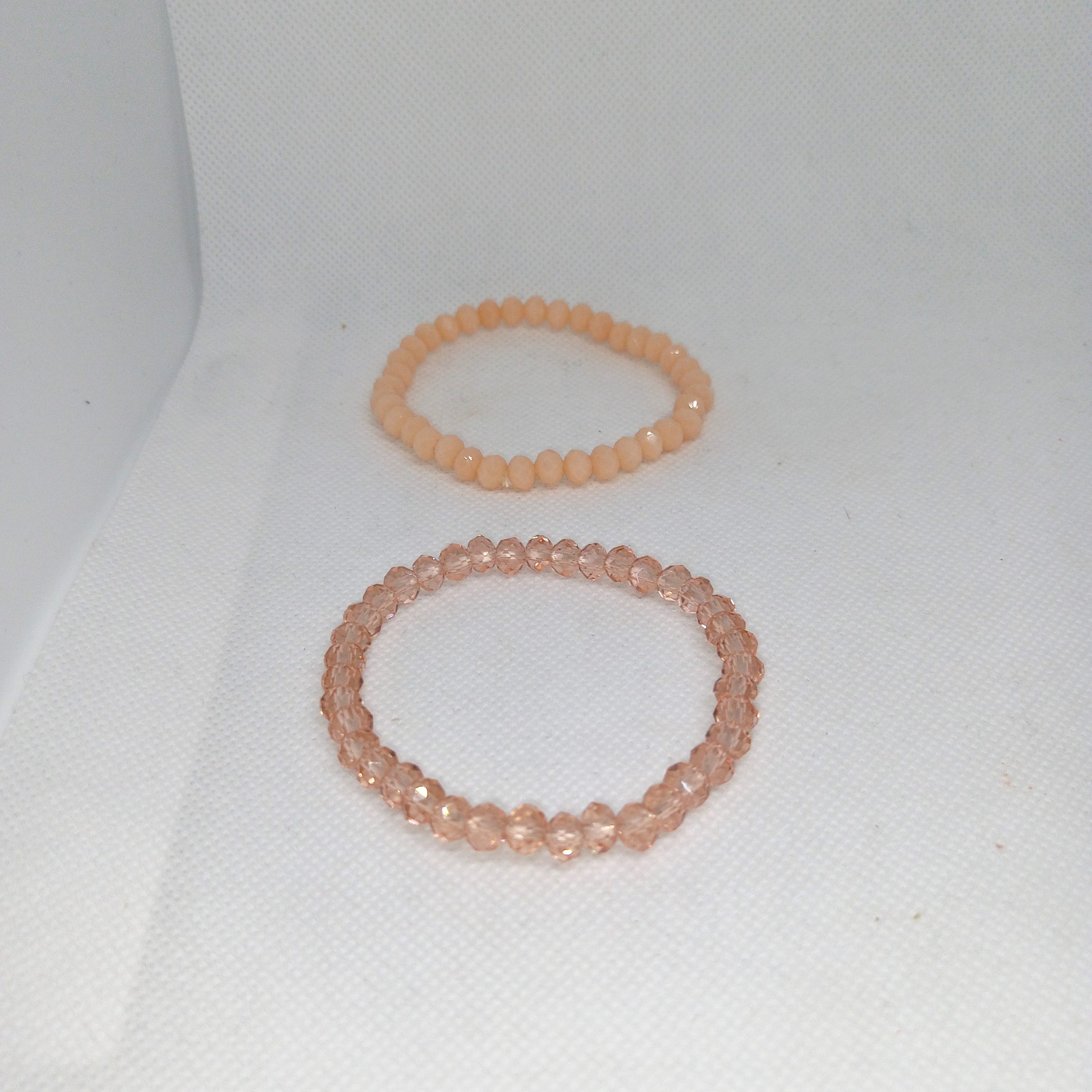 Champagne & Peach Faux Crystal Bead Bracelet Set - Image 5