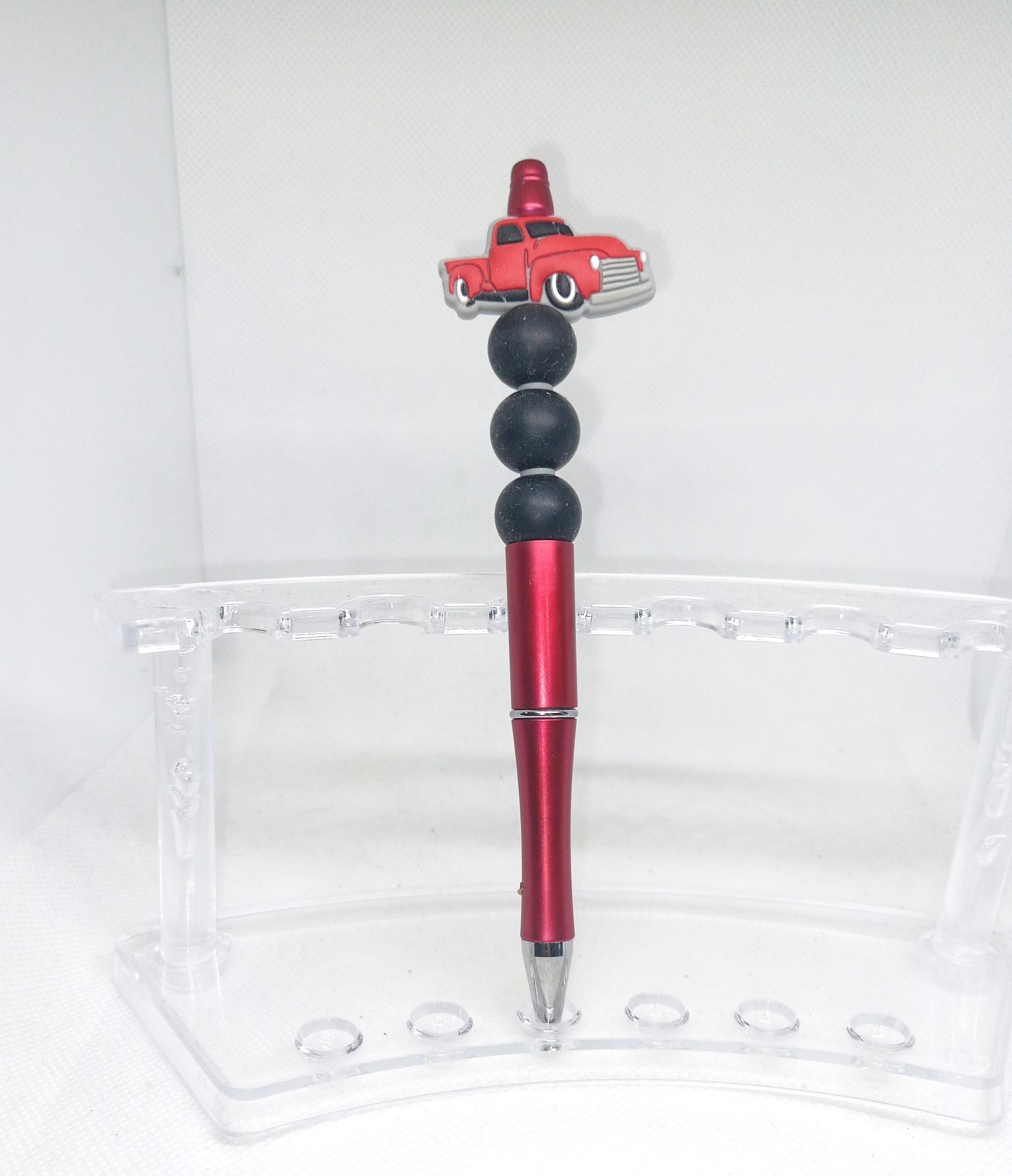 Vintage Red Truck Silicone Bead Pen Handmade